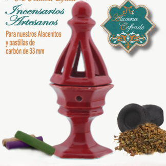 Incensario Cerámico Vidriado Rojo