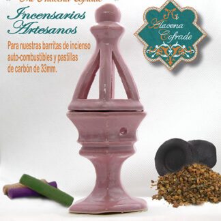 Incensario Cerámico Vidriado Rosa