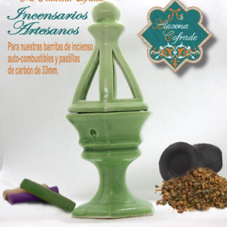 Incensario Cerámico Vidriado Verde Claro