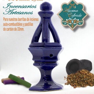 Incensario Cerámico Vidriado Azul