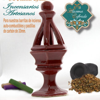 Incensario Cerámico Vidriado Burdeos
