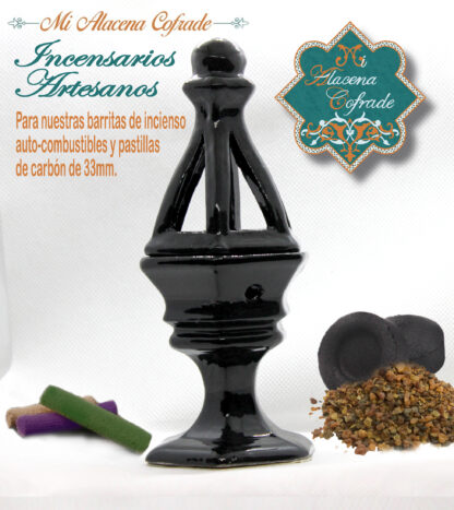 Incensario Cerámico Vidriado Negro