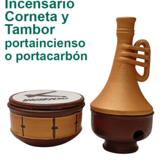 Lote Incensario de barro Corneta y Tambor