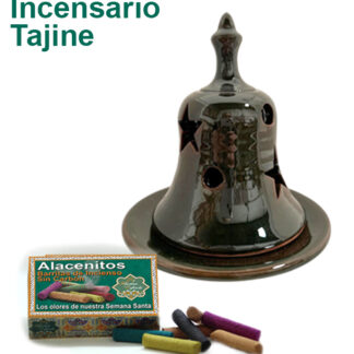 Incensario de barro Tajine Vidriado color Negro y caja de Surtido